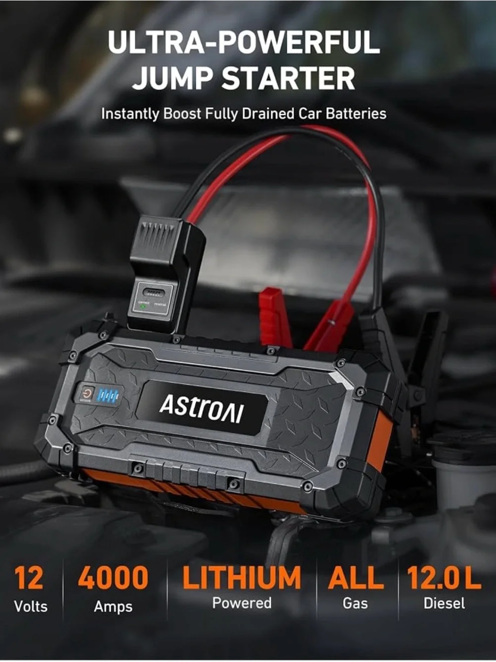 AstroAI S8 Ultra 12V 4000A Lithium Jump Starter